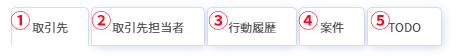 取引先詳細画面タブ